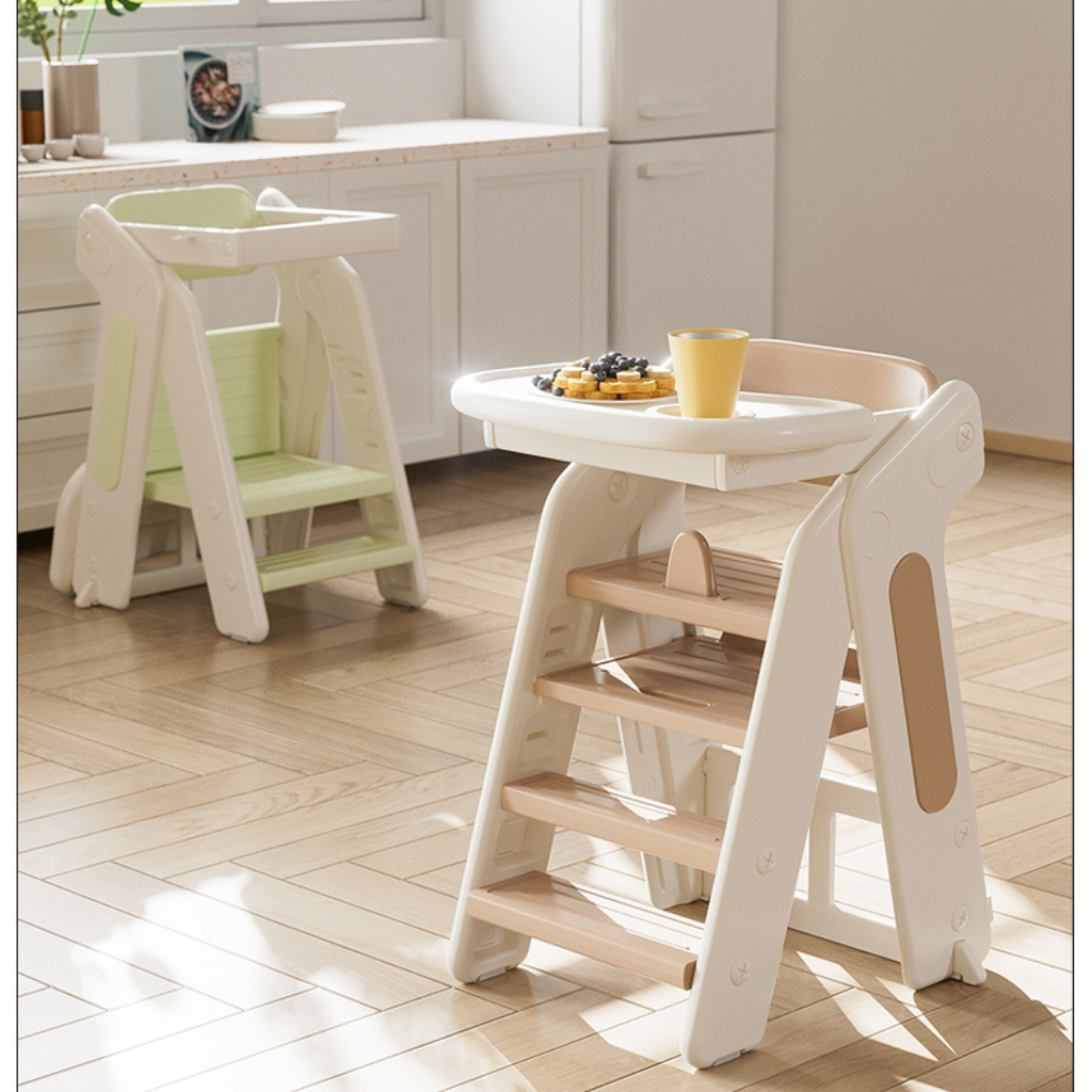 Torre de Aprendizaje Montessori y Silla de Comedor Multifuncional Plegable para Niños – 5 en 1