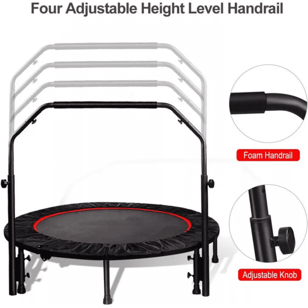 Mini trampolín fitness de 40” con barra ajustable