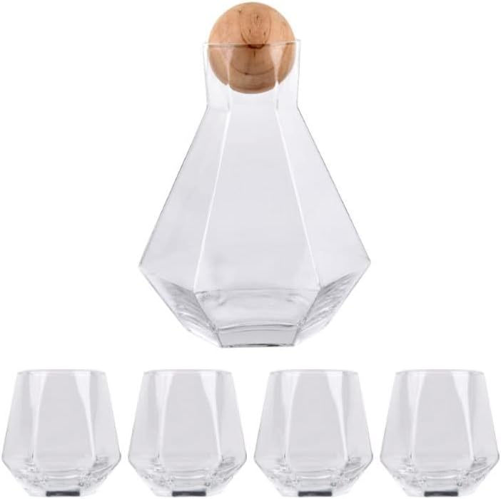 Set de Jarra y Vasos de Vidrio con Diseño de Diamante
