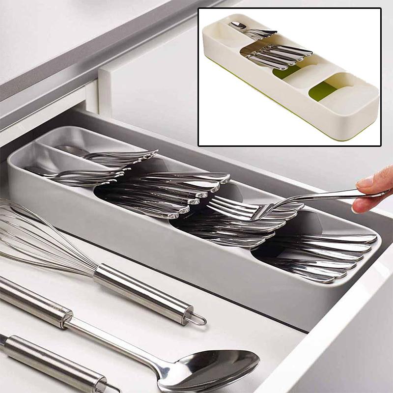 Organizador Compacto de Cubiertos para Cajones de Cocina