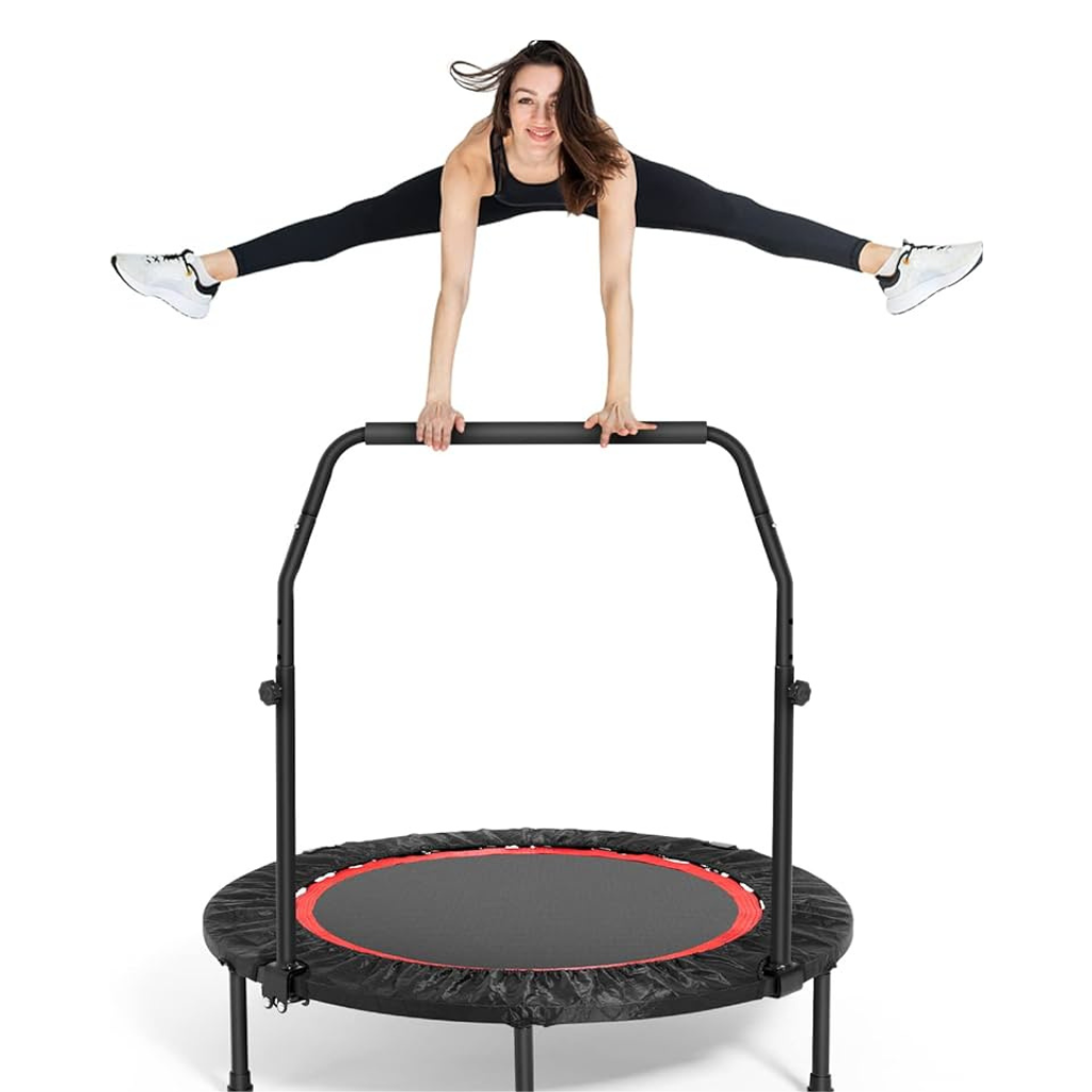 Mini trampolín fitness de 40” con barra ajustable