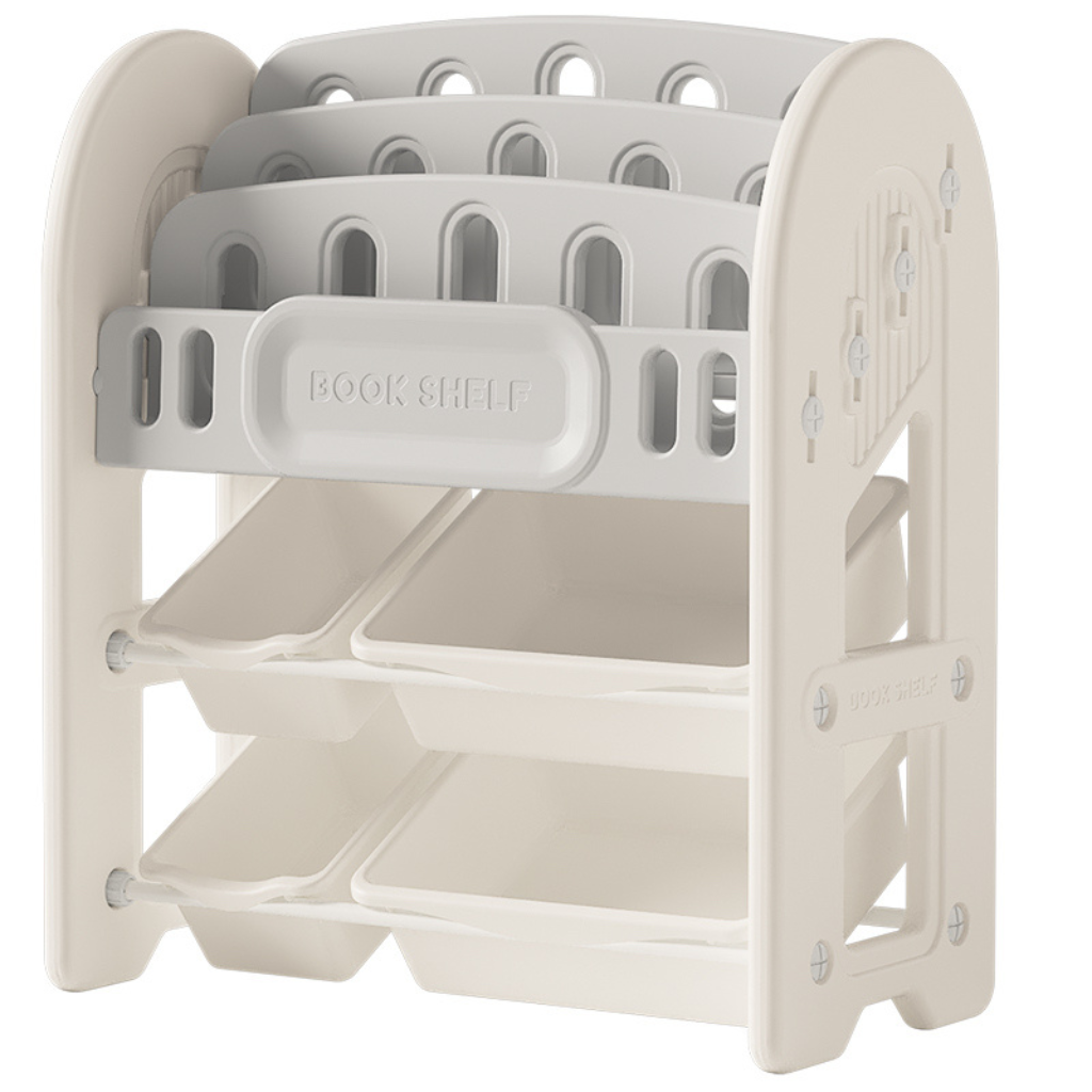 Estante Organizador para Niños con Librero Frontal y Contenedores Extraíbles.
