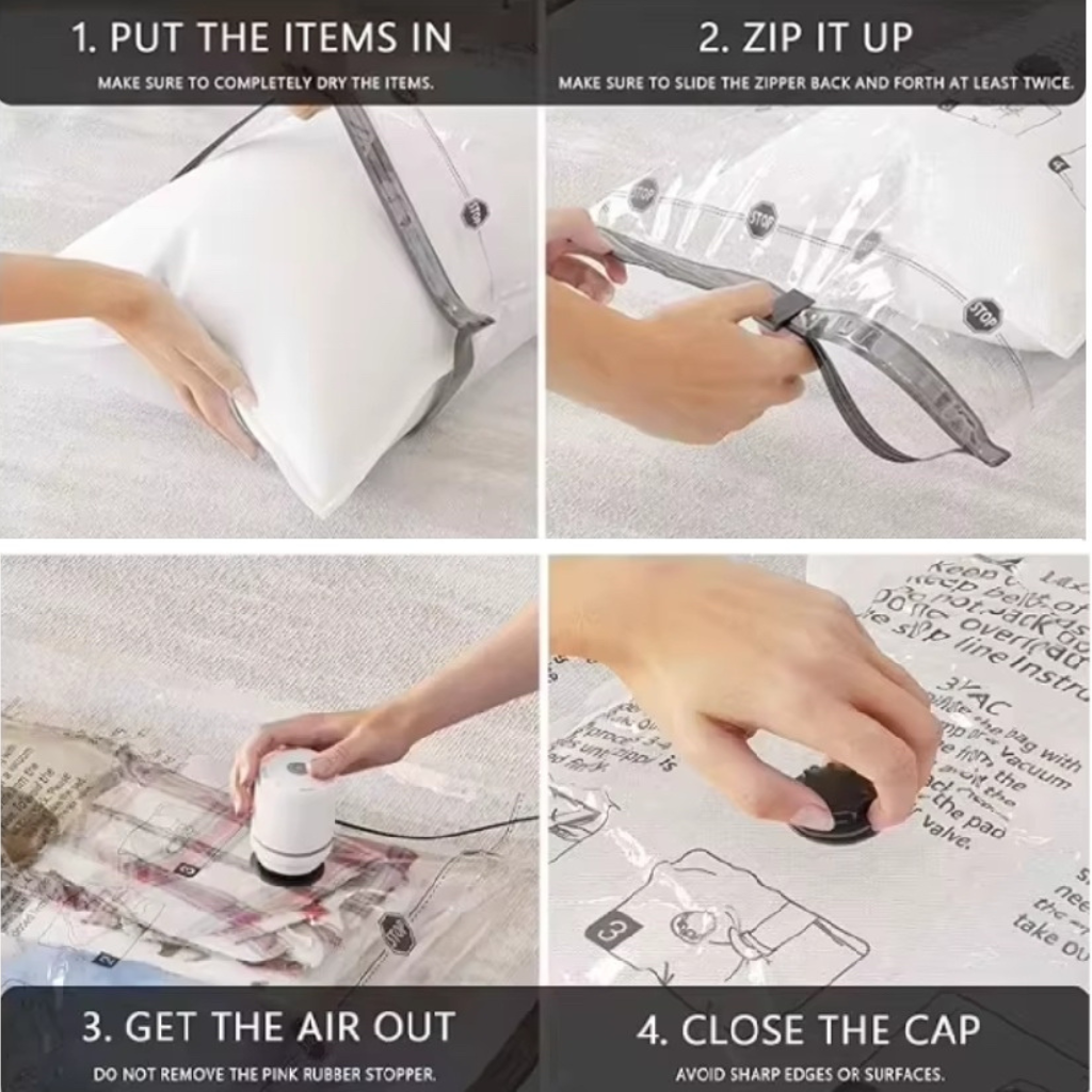 Kit 2 Bolsas De Compresión Al Vacío con Bomba Eléctrica