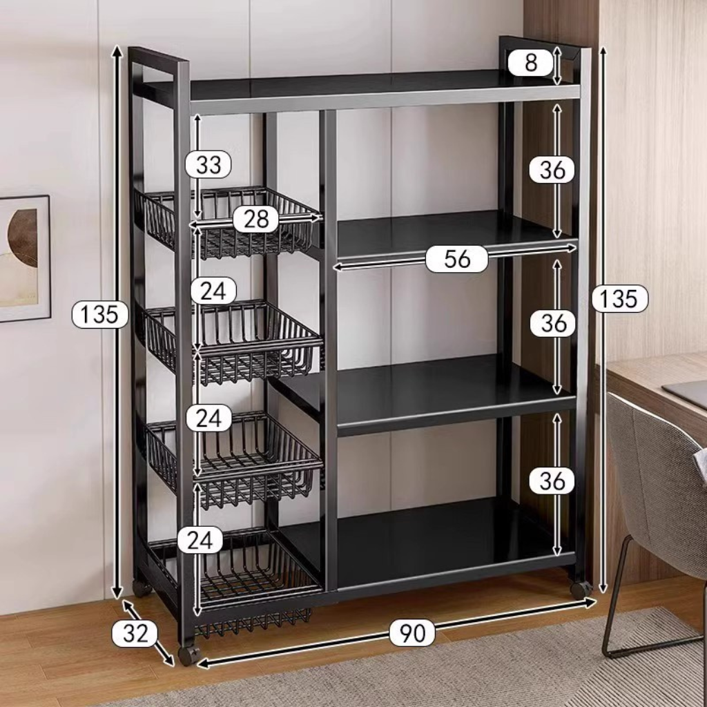 Estante de Almacenamiento de 4 Niveles con Canastas