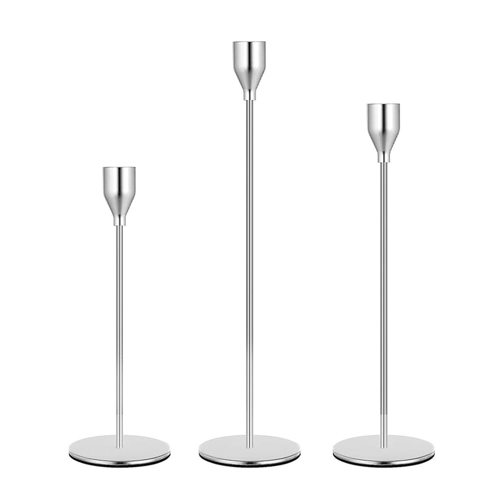 Juego de 3 Candeleros Cónicos de Hierro