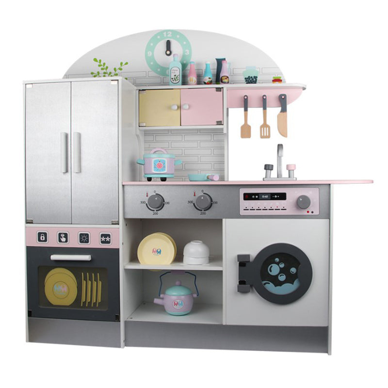 Cocina de Madera con Refrigeradora, Horno y Lavaplatos