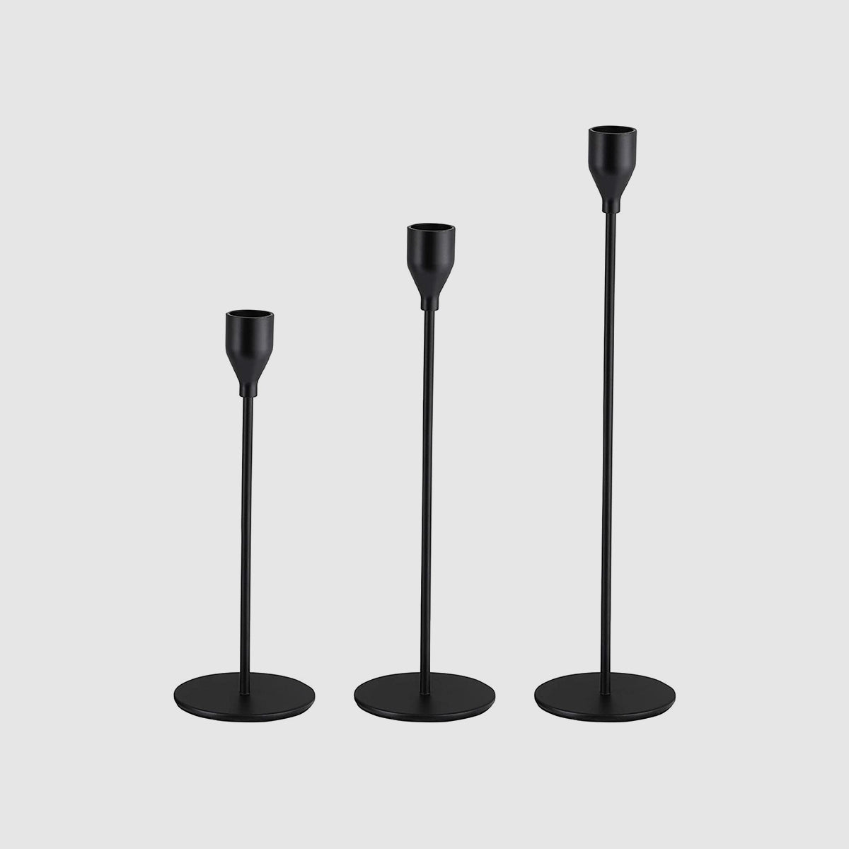 Juego de 3 Candeleros Cónicos de Hierro