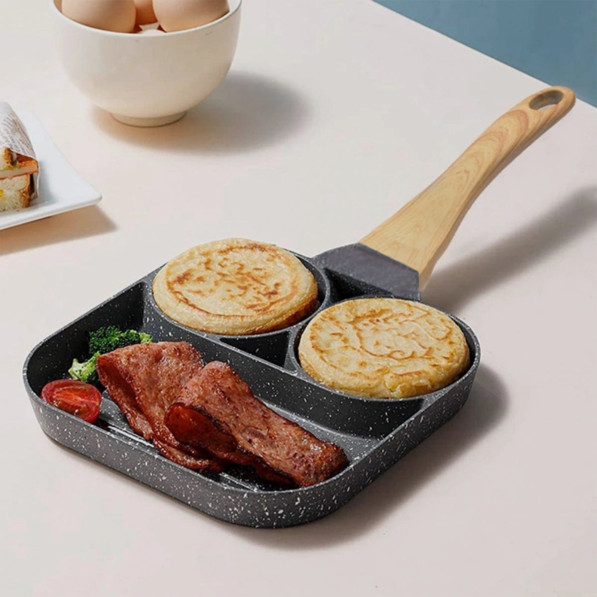 Sartén de Cocina con 2 Espacios y Plancha