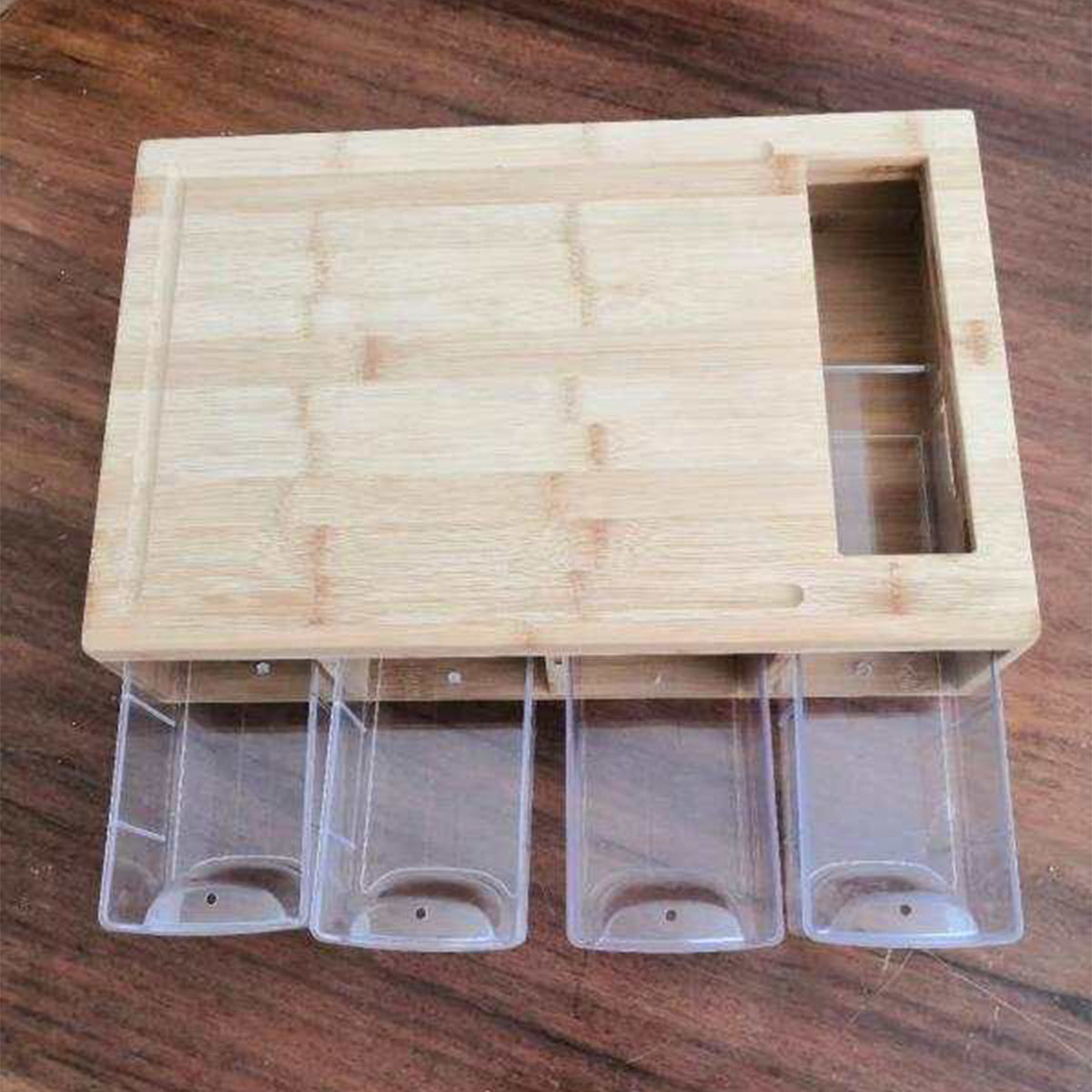 Tabla de Bamboo con Recipientes Plásticos