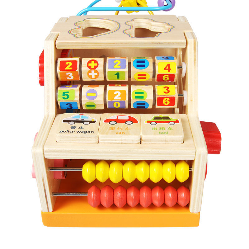 Coche de madera de aprendizaje multifuncional