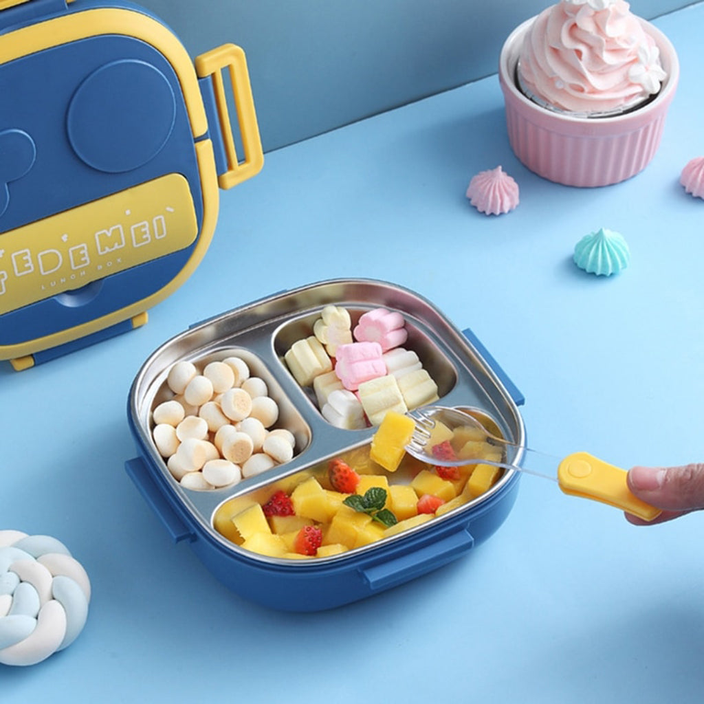 Lonchera de acero inoxidable con compartimentos para niños a prueba de fugas
