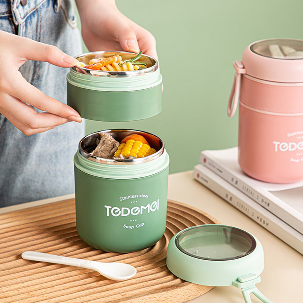 Recipientes de acero inoxidable con cubierto